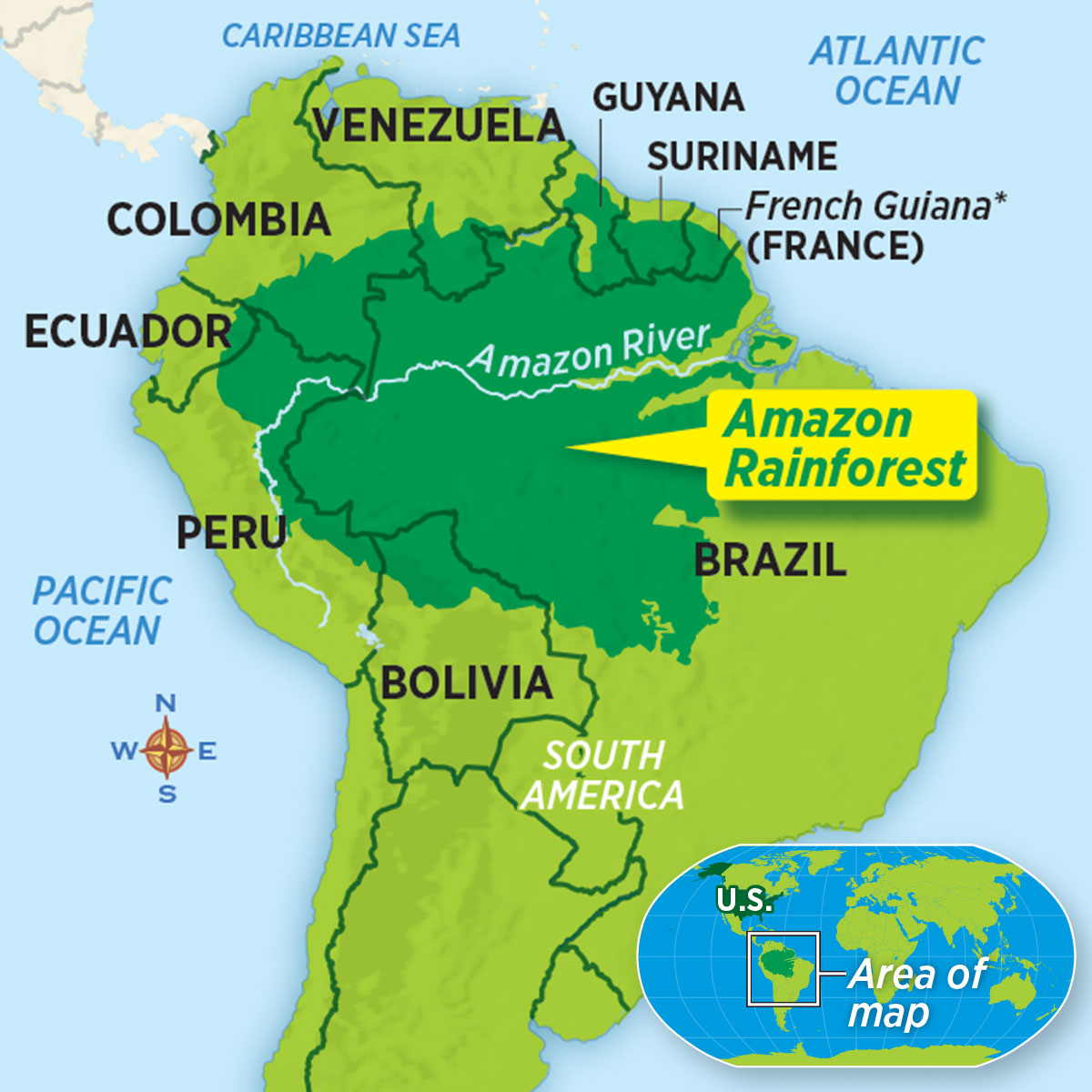 Amazon river location on world map 346425Amazon river location on