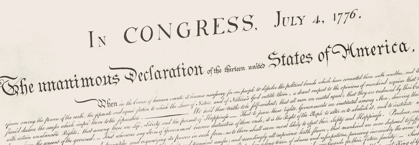 The opening lines of the declaration of independence.