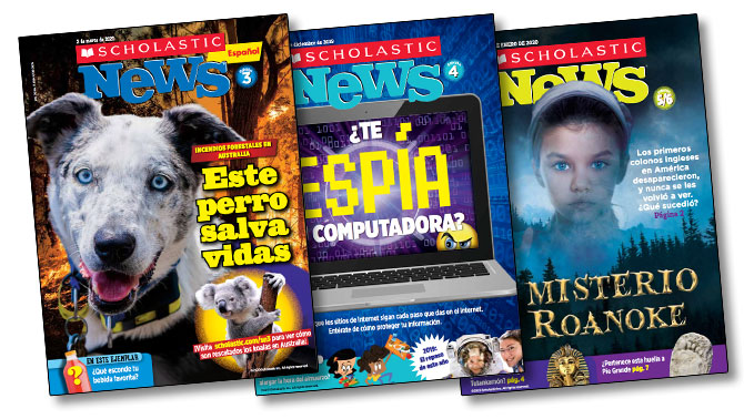 a spread of Spanish Scholastic News Issues